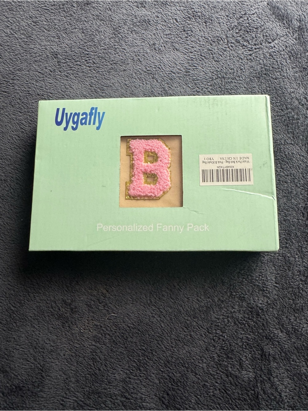Uygafly Personalized Fanny Pack with Pink 'B' Patch